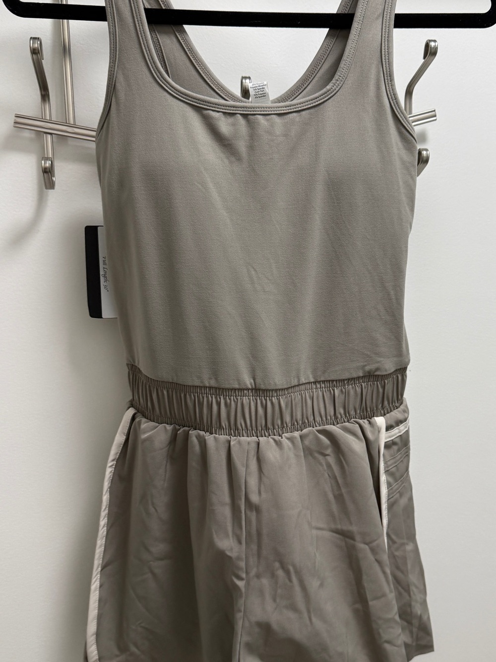Sleeveless Grey Athletic Romper with Elastic Waist